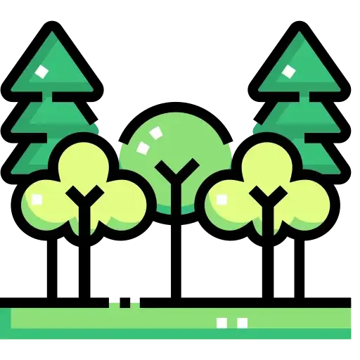 Central park with walking trails and open lawn